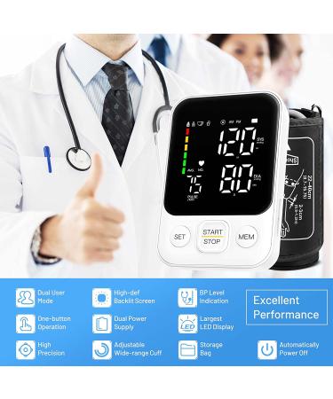 Automatic Digital Blood Pressure Monitor with Large Cuff, Led Display - 240 Memory, 2 Users - White - Buy Online on SooperMarket.com