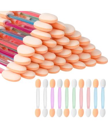 Eye shadow applicator 50 pieces of disposable eyelid shadows on both sides eyeshadow brush set sponge brush multicolored sponge brush eye make-up brushes for women and girls (five colors)