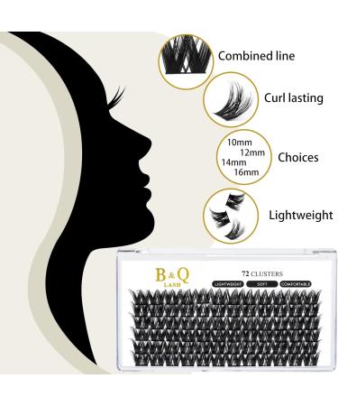 B&Q Cluster Lashes 10mm - 72 Clusters | D Curl Individual Natural Eyelash Extensions - Soft Fluffy DIY Lash Extensions - Buy Online on SooperMarket.com