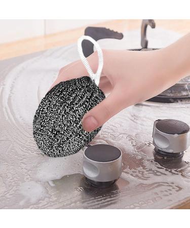 Stainless Steel Sponges Scrubbers | Hangable Kitchen Cleaning Metal Dish Scrubber Cleaning Brush For Pots Non-Stick Pot Steel Wire Ball Heavy Duty Dish Scrubber Stainless Steel - Buy Online on SooperMarket.com
