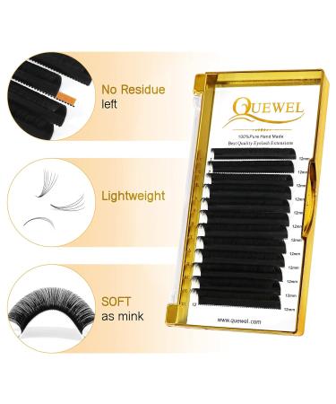 QUEWEL 0.05 C Curl 12mm Volume Eyelash Extensions - Self-Fanned Easy Fan Lashes for Enhanced Volume | International Shipping - Buy Online on SooperMarket.com