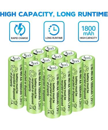 Sea Jump 12PCS 1.2V 1800mAh Ni-MH AA Rechargeable Batteries for Wireless Microphones Electric Toys RC Mice and More - International Shipping Available - Buy Online on SooperMarket.com