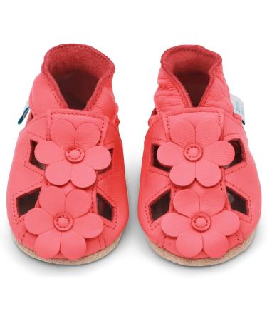 Dotty Fish Soft Leather Baby Shoes with Suede Soles - Toddler Sandals | Non-slip, Coral Flowers Design | 0-6 Months to 3-4 Years - Buy Online on SooperMarket.com