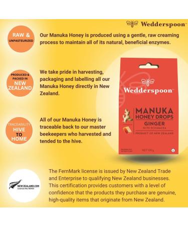 Wedderspoon Natural Manuka Honey and Ginger with Echinacea Drops (20 Drops per box) - Buy Online on SooperMarket.com