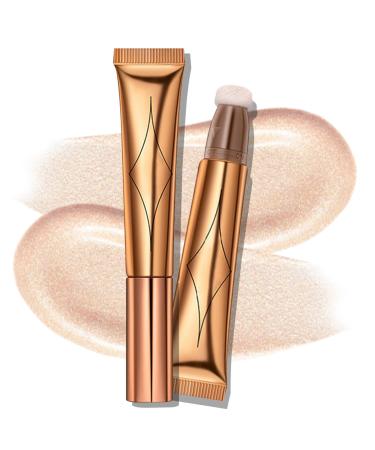 Ofanyia Highlighter Wand Liquid Glitter Face Highlighter Stick with Cushion Applicator Cruelty-free Silky Smooth Lightweight Blendable Shimmer Highlighter Beauty Wand for Face Cheekbone Glow 04# Highlighter