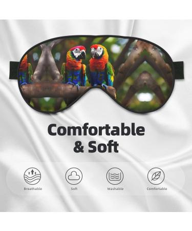 Colorful Parrots On Tree Print Double-Sided Eye Mask Soft and Light Blocking for Enhancing Sleep Quality - Buy Online on SooperMarket.com