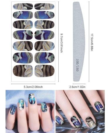 Kalolary Nail Foil Self-Adhesive - 12 Sheets Marble Rages Full Wraps Nail Polish Stickers | Nail Art & DIY Decoration with Nail File - Buy Online on SooperMarket.com