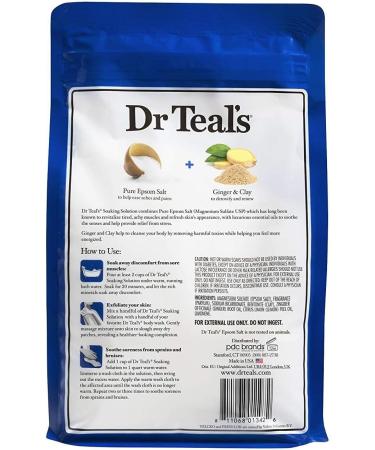 Dr. Teals Ginger & Clay Epsom Salt Bath Soaking Solution Gift Set - Detoxify & Energize, Relieve Stress - 2 Pack 3lbs ea - Buy Online on SooperMarket.com