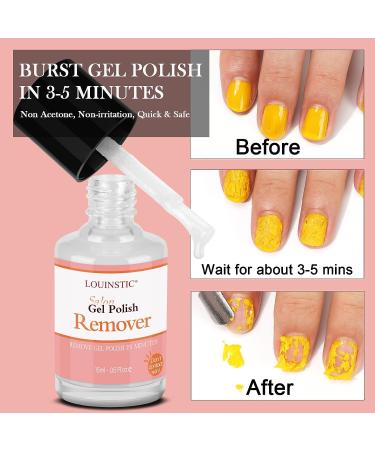 LOUINSTIC Gel Polish Remover 0.5oz - Fast & Gentle Nail Gel Remover | 3-5 Minute Removal Time - Buy Online on SooperMarket.com