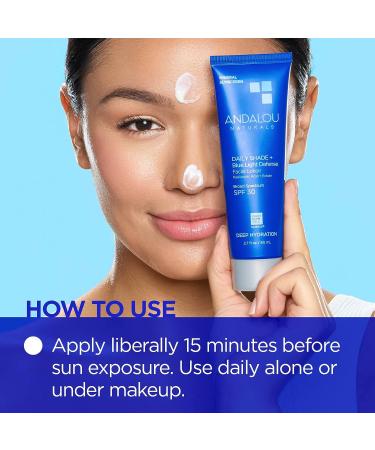 Andalou Naturals SPF 30 Face Sunscreen with Blue Light Defense | Hydrating Mineral Sun Block with Hyaluronic Acid & Zinc Oxide | 2.7 Fl Oz - Buy Online on SooperMarket.com