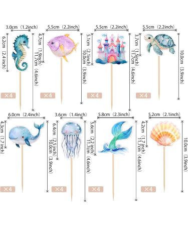 32 Pack Mermaid Cupcake Toppers Under The Sea Octopus Starfish Mermaid Tail Cupcake Picks Jellyfish Seahorse Coral Cupcake Decorations for Baby Shower Under The Sea Party Birthday Cake Decorations - Buy Online on SooperMarket.com