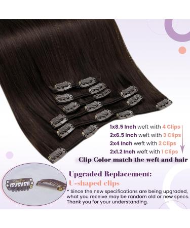Buy Laavoo Dark Brown Clip-In Real Hair Extensions - 120g 40cm 7Pcs | Smooth & Full Head #4 - Buy Online on SooperMarket.com