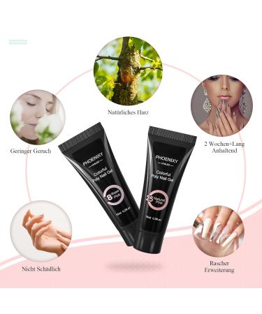 Phoenixy 6 Color Poly Nail Gel Kit with 36W UV/LED Lamp - Complete Nail Extension Set - Perfect Gift for Women - Buy Online on SooperMarket.com