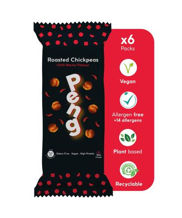 Peng Roasted Chickpeas Snack (6 x 30g) - Healthy High Protein Plant-Based Double Roasted Chickpeas Snack (Chilli Nacho)