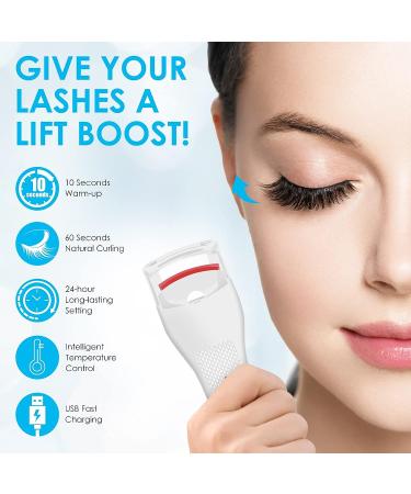 Heated Rechargeable Electric Eyelash Curler with Silicone Pad - Professional Long-Lasting Lash Curler for Quick, Natural Results - Perfect Gift for Women - Buy Online on SooperMarket.com