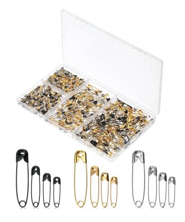 Mr. Pen- Safety Pins Safety Pins Assorted 600 Pack 3 Colors Assorted Safety Pins Safety Pin Small Safety Pins Safety Pins Bulk Large Safety Pins Safety Pins for Clothes Gold Silver Black