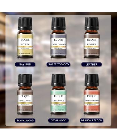 EUQEE 6PCS Men's Fragrance Oils Gift Set - Premium Grade 10ml Scents for Men's Pubs - Leather, Sweet Tobacco, Dragon's Blood, Sandalwood, Bay Rum, Cedarwood - Buy Online on SooperMarket.com