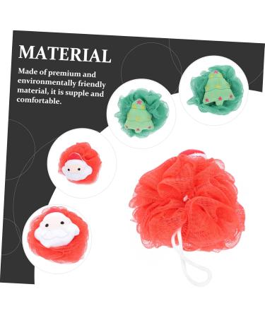 2pcs Christmas Bath Loofah Balls - Exfoliating Mesh Body Scrubber & Sponge for Shower - Fun Cartoon Design - Buy Online on SooperMarket.com