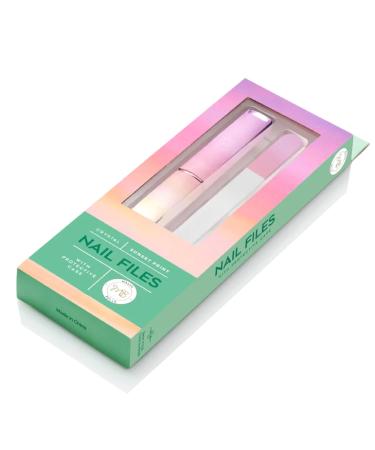 Malva Belle Best Crystal Glass Nail File Long Lasting Double Sided Tempered Glass File Professional Salon Manicure/Pedicure Filing Tool for Natural Nails - Sunset (3mm) Sunset Print 3mm