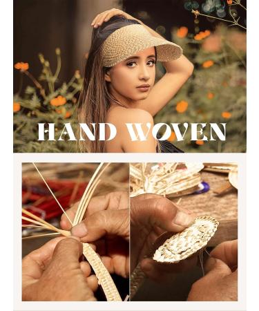 Women's Handmade Ivory Straw Sun Hat, Beach Hat, and Visor Collection - Buy Online on SooperMarket.com