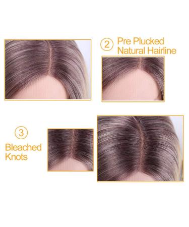 HBINGBING Ombre Blonde Bob Lace Wig - Short Straight Heat Resistant Fiber for Women | International Shipping - Buy Online on SooperMarket.com