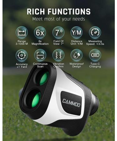 Camoo Golf Rangefinder with Slope | 1100Y Range Finder with 6X Magnification | USB Charging | Clear & Accurate Measurement | Vibration Alert | for Golfing & Hunting | M1000 White - Buy Online on SooperMarket.com