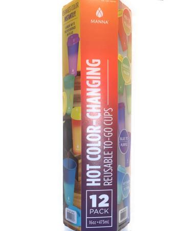 Manna Plastic Hot Color Changing To-Go Cups 12-pack 16 ounces