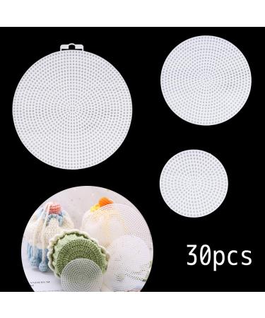 iSuperb 30 Pack Round Plastic Canvas Shape Mesh Sheets Plastic Canvas Circle Mesh Mat for Embroidery Crafting, Yarn, Knit and Crochet Projects 3.03'', 4.53'', 5.79'' (30Pcs)