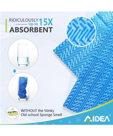 AIDEA Cleaning Wipes - 80 Ct Multi-Purpose Towel Reusable Cloths - Domestic Cleaning Towels - Dish Cloths (12''x24'') Blue - Buy Online on SooperMarket.com