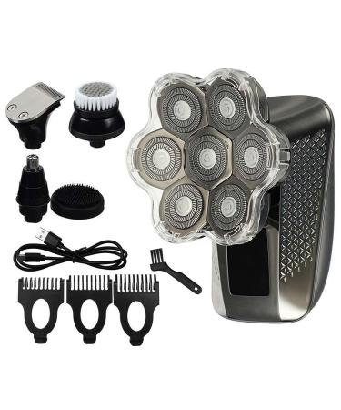 Electric Razor for Men 5 in 1 Mens Rechargeable Bald Head Electric Shaver 7 Floating Heads Beard Nose Ear Hair Trimmer Razor Clipper Facial Brush 5in1