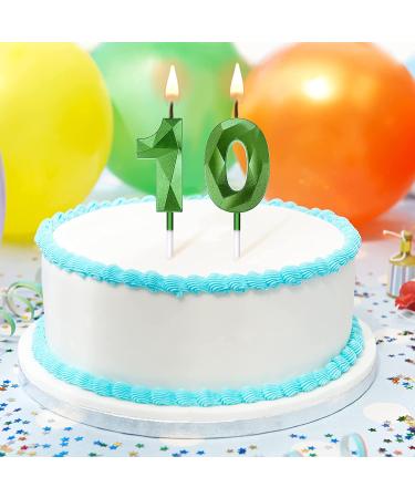 10th Birthday Number Candles - Happy Birthday Cake Topper Decoration in Green - Buy Online on SooperMarket.com