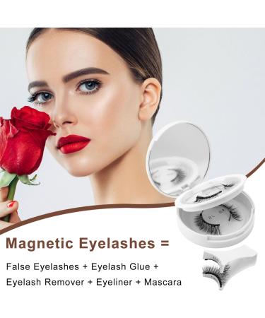 Magnetic Eyelashes with Applicator Natural Look Magnetic Lashes with Applicator 2 Pairs Reusable Magnetic Eyelashes False Eyelashes Manga Cat Eye Magnetic Eyelashes without Eyeliner No Glue Needed - Buy Online on SooperMarket.com