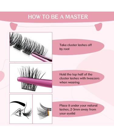 DIY Cluster Lashes 72 Pcs | D-16mm Thin Band Individual Eyelash Extensions | Easy to Apply at Home | First Glance - Buy Online on SooperMarket.com