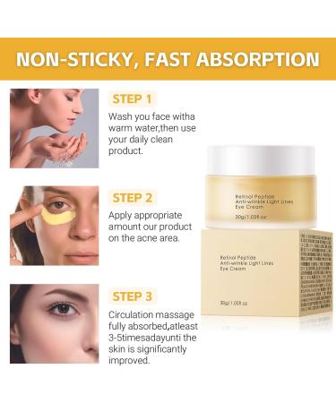 Retinol Eye Cream Retinol Peptide Anti Wrinkle Eye Cream Anti Aging Eye Cream for Dark Circles and Puffy Eyes Under Eye Cream for Women/Men Skincare Fine Lines Improve Skin Tone 30g - Buy Online on SooperMarket.com