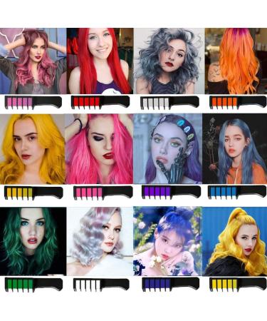 Kalolary 12 Colors Hair Chalk Comb - Temporary, Non-Toxic & Washable Hair Dye for Girls, Kids & Party - Perfect for Halloween, Christmas & Cosplay - Buy Online on SooperMarket.com