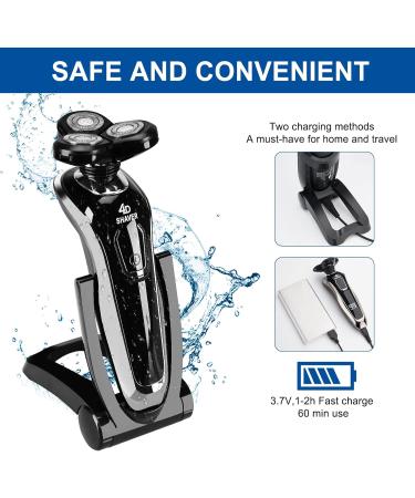 Podazz Electric Rotary Shavers for Men 3D Rechargeable Waterproof IPX6 Electric Shaving Razor Wet & Dry Beard Trimmer Electric Nose Hair Trimmer Shaver(Black) - Buy Online on SooperMarket.com