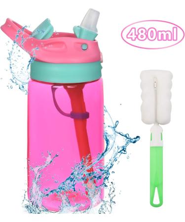 Flintonic 480ML Kids Sippy Cup | Leak-Proof, BPA-Free Toddler Drink Bottle with Brush | Water Milk Cup for Children | Shatter-Proof, Red - Buy Online on SooperMarket.com