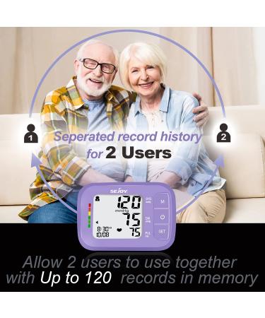 Wrist Blood Pressure Monitor with Irregular Heartbeat Detection and Large Display - Purple | Digital Automatic BP Cuff Monitors for Home Use - 120 Memories, Adjustable Cuff - Buy Online on SooperMarket.com