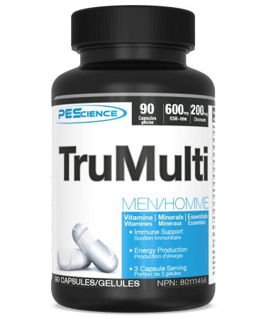 PEScience TruMulti Men's Multivitamin with Premium Quality Vitamin C D Zinc for Immune & Stress Support 90 Capsules