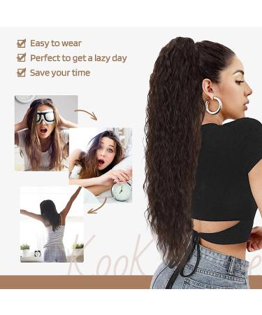 PORSMEER 28 Natural Black Beach Wave Ponytail Extension - Long Synthetic Clip-in Hairpiece for Women - Buy Online on SooperMarket.com