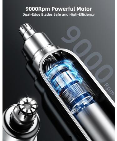 Rechargeable Ear and Nose Hair Trimmer for Men & Women | Professional Eyebrow Trimmer with Digital Display 9000 RPM Motor & Dual-Edge Blades - Efficient Grooming in Grey - Buy Online on SooperMarket.com