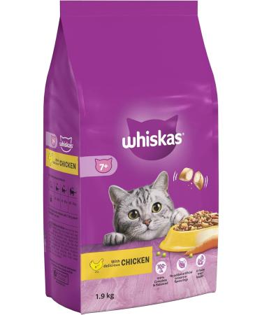 Whiskas 7+ Senior Chicken 4 x 1.9 kg Bags Senior Dry Cat Food 1.9 kg (Pack of 4) - Buy Online on SooperMarket.com