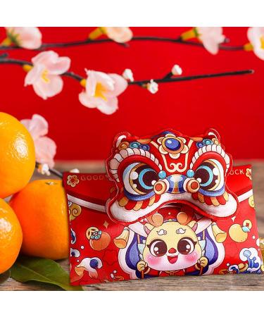 Harilla Hong Bao Red Packets Gift Packets Hongbao Lucky Money Chinese Lunar New Year Red Envelopes for Spring Festival Graduation Lion Head 18.5x15cm - Buy Online on SooperMarket.com