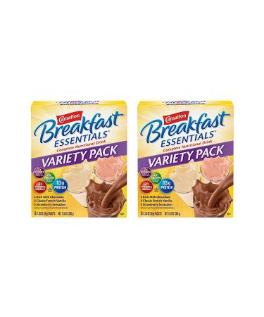 Carnation Breakfast Essentials Powder Drink Mix Variety Pack, Complete Nutritional Drink, 10 Count Box of 1.26 oz Packets (Pack of 2)
