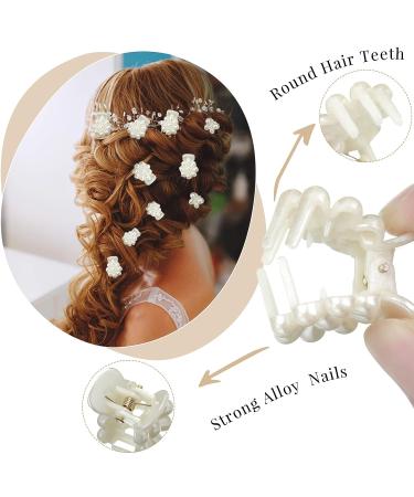 24 Pcs Mini Pearl Flower Hair Clips Set - Retro Style Decorative Hair Accessories for Women & Girls - White - Buy Online on SooperMarket.com