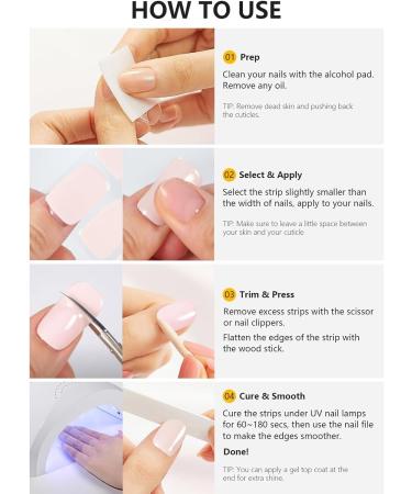 Semi Cured Gel Nails Strips - 20 Stickers Nail Wraps Soft Self - Solid Purple Full Wraps Nail Polish Stickers French Style (French Simple Style) Gradient Violet - Buy Online on SooperMarket.com