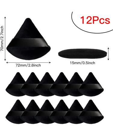 12 Pcs Powder Puff Makeup Triangle Powder Puff Soft Powder Puffs Sponge Reusable Makeup Triangle Sponges with Strap for Loose Powder Body Eyes Cosmetic Foundation Wet Dry Makeup Tool Black - Buy Online on SooperMarket.com