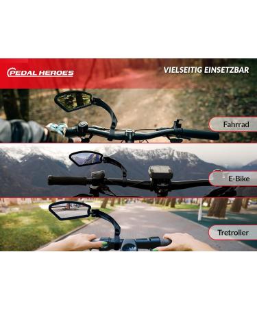 Pedal Heroes Foldable Bike Mirror with Cleaning Cloth & Bag | Stable Handlebar Rear Mirror for E-Bikes - Buy Online on SooperMarket.com