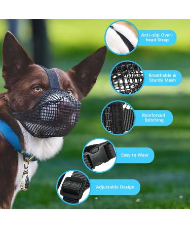 Fwlwtwss Dog Muzzle - Adjustable Mesh Muzzle for Small Medium & Large Dogs | Prevents Biting Chewing & Barking | International Shipping Available - Buy Online on SooperMarket.com