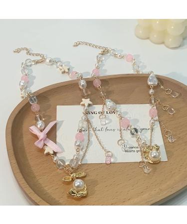 Shop Oralgo's Stylish Pearl Necklace with Art Beads & Adjustable Loop Pendant - Perfect Collarbone Chain for Every Occasion - Buy Online on SooperMarket.com